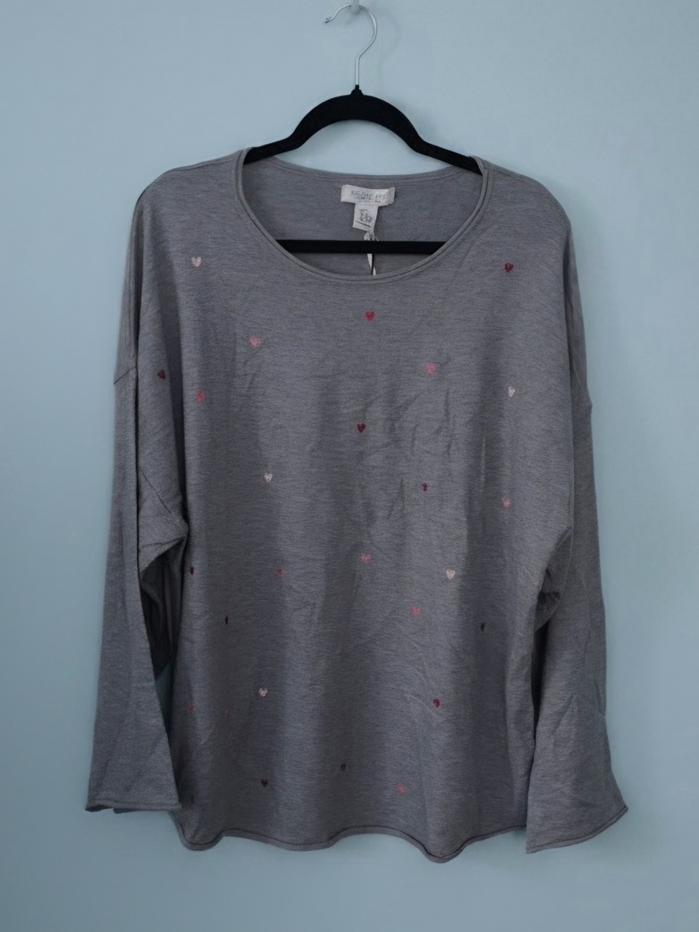 Rachel Zoe Gray Heart Print Long-Sleeve Sweatshirt